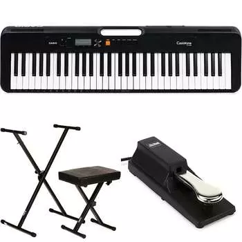 Casio Casiotone CT-S200 61-клавишный портативный аранжировщик Keyboard Essentials Bundle - черный CTS200BKEssBun