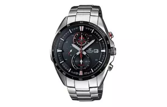 CASIO Часы Edifice Metal Collection с кварцевым механизмом, ремешком из нержавеющей стали, мужскими, с черным циферблатом