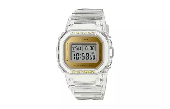 CASIO Часы G SHOCK с двойным дисплеем, жидкокристаллическим/аналоговым механизмом, кварцевым механизмом, ремешок из смолы, унисекс, золотой циферблат