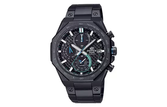 CASIO Часы мужские с кварцевым механизмом и ремешком из нержавеющей стали из коллекции EDIFICE, черный циферблат