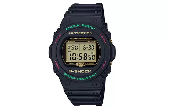 CASIO Часы мужские серии G SQUAD с кварцевым механизмом, ремешком из смолы и желтым циферблатом