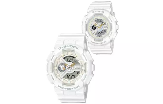 CASIO Часы-трансформер серии Table с кварцевым механизмом, ремешком из смолы, унисекс, белый циферблат