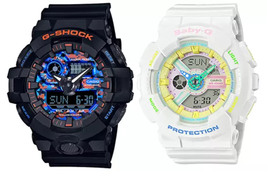CASIO Часы унисекс парные настольные серии белые