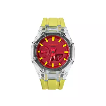 CASIO Часы унисекс с двойным дисплеем, жидкокристаллическим/аналоговым дисплеем, 48,5 мм, красные
