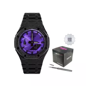 CASIO Часы-унисекс с двойным дисплеем, жидкокристаллическим/аналоговым дисплеем, 48,5 мм, фиолетового цвета