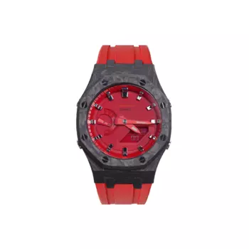 CASIO Часы унисекс с двойным дисплеем, жидкокристаллическим/аналоговым дисплеем, 44 мм, красные