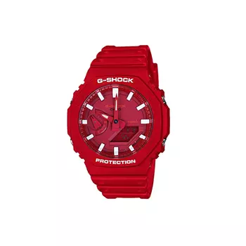 CASIO Часы унисекс с двойным жидкокристаллическим/аналоговым дисплеем, красные