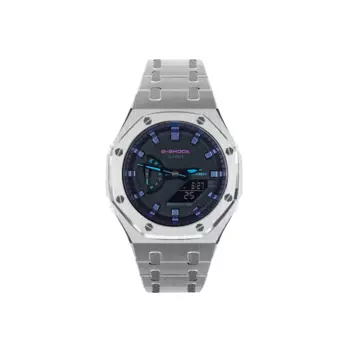 CASIO Часы унисекс с двойным жидкокристаллическим/аналоговым дисплеем, 48,5 мм, синего цвета