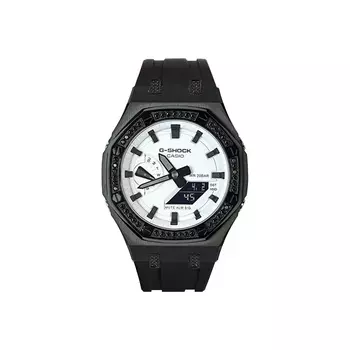 CASIO Часы унисекс с двойным жидкокристаллическим/аналоговым дисплеем, 48,5 мм, белые