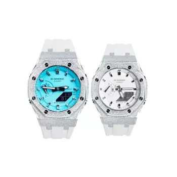 CASIO Часы унисекс с двойным жидкокристаллическим/аналоговым дисплеем, 48,5 мм, синего цвета