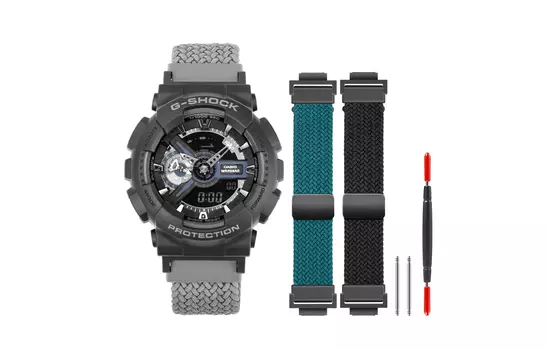 CASIO Часы унисекс с двумя жидкокристаллическими/аналоговыми дисплеями, 51,2 мм, черные