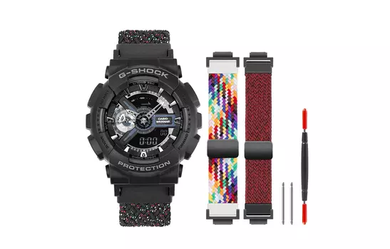 CASIO Часы унисекс с двумя жидкокристаллическими/аналоговыми дисплеями, 51,2 мм, черные