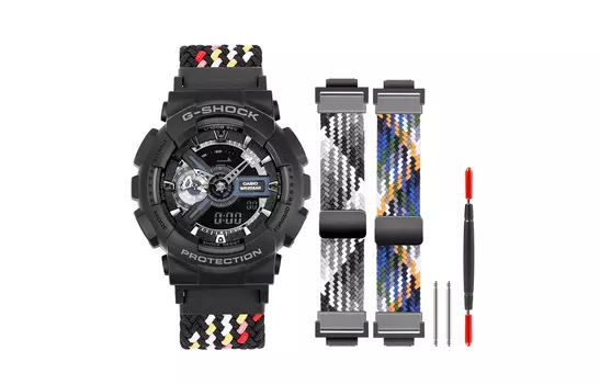 CASIO Часы унисекс с двумя жидкокристаллическими/аналоговыми дисплеями, 51,2 мм, черные