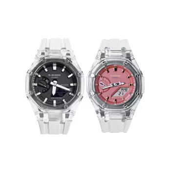 CASIO Часы унисекс с двумя жидкокристаллическими/аналоговыми дисплеями, 48,5 мм, черные