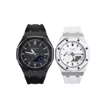 CASIO Часы унисекс с двумя жидкокристаллическими/аналоговыми дисплеями, 48,5 мм, черные