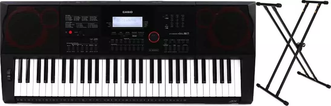Casio CT-X3000 61-клавишная портативная клавиатура с аранжировщиком и сценическими подставками KS8191 Стойка для клавиатуры с круглым носом и фиксатором Casio + On-Stage CT-X3000=1 KS8191XX=1