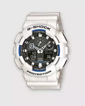 Casio G-SHOCK GA-100B-7AER Мужские часы с автоматической светодиодной подсветкой и антимагнитным покрытием, белый
