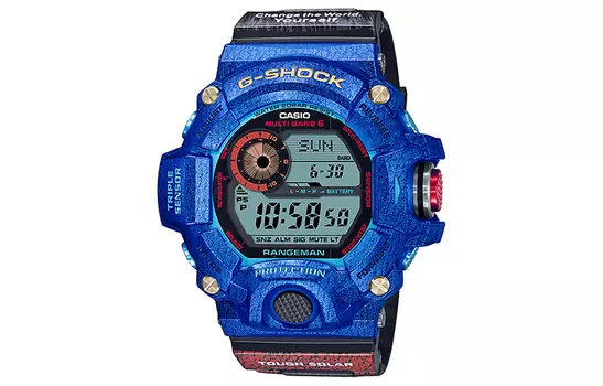 CASIO G SHOCK Коллекция G SHOCK Кварцевый механизм с ремешком из углеродного волокна Мужские часы Синий циферблат