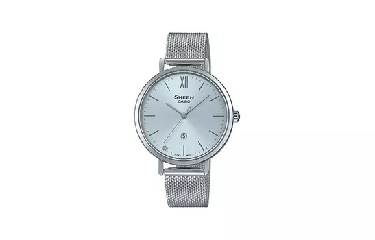 CASIO Коллекция SHEEN. Кварцевый механизм. Ремешок из нержавеющей стали. Японские/корейские женские часы. Синий циферблат