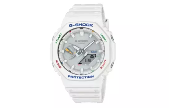 CASIO Мужские белые часы с жидкокристаллическим/аналоговым дисплеем