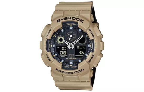 CASIO Мужские часы GA-100L-8A с двойным жидкокристаллическим/аналоговым дисплеем, черные