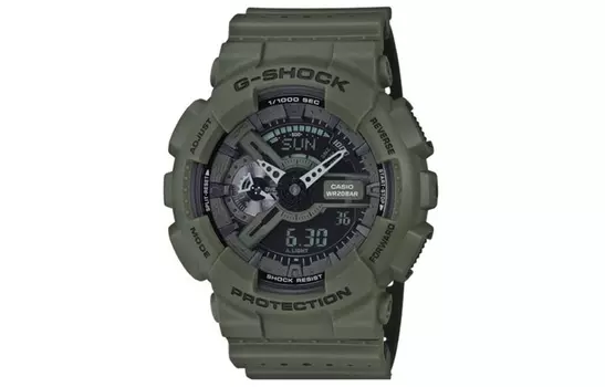 CASIO Мужские часы GA-110LP-3A с двойным жидкокристаллическим/аналоговым дисплеем, черные