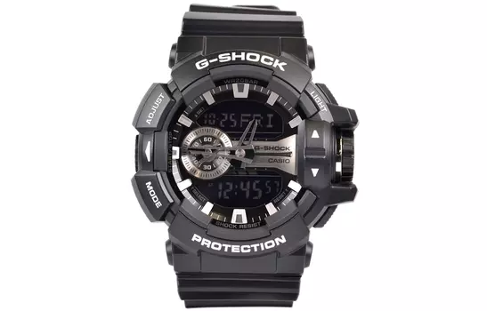 CASIO Мужские часы GA-400GB-1A с двойным жидкокристаллическим/аналоговым дисплеем, черные