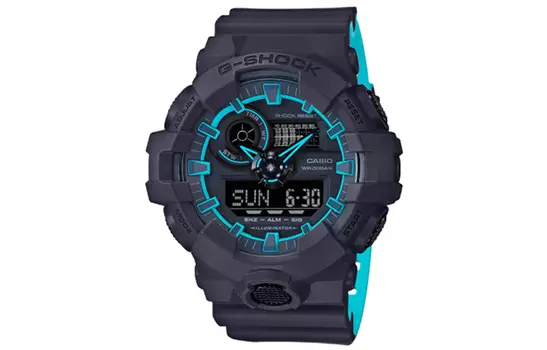 CASIO Мужские часы GA-700SE-1A2 с двумя жидкокристаллическими/аналоговыми дисплеями, черные