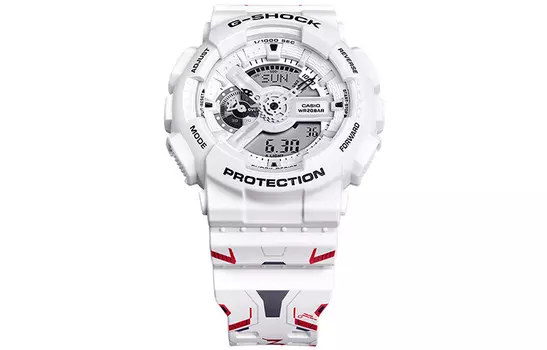 CASIO Мужские часы с двойным дисплеем, жидкокристаллическим/аналоговым циферблатом, 51,2 мм, белые