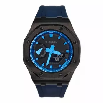 CASIO Мужские часы с двойным дисплеем, жидкокристаллическим/аналоговым циферблатом, 44 мм, черные