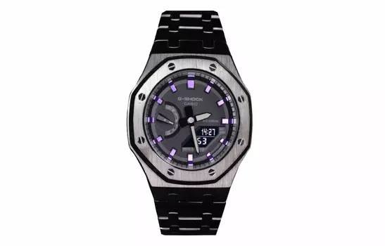 CASIO Мужские часы с двойным дисплеем, жидкокристаллическим/аналоговым циферблатом, 44 мм, черные