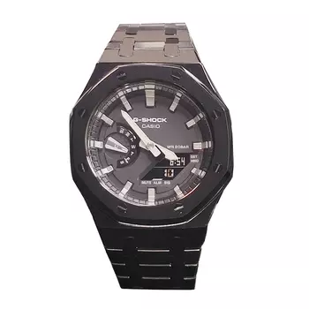 CASIO Мужские часы с двойным дисплеем, жидкокристаллическим/аналоговым циферблатом, 44 мм, черные