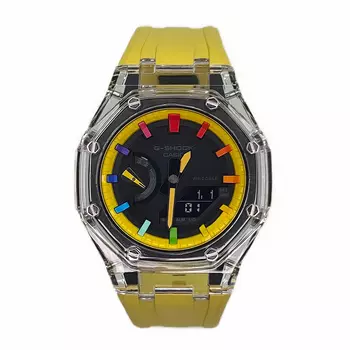 CASIO Мужские часы с двойным дисплеем, жидкокристаллическим/аналоговым циферблатом, 44 мм, черные