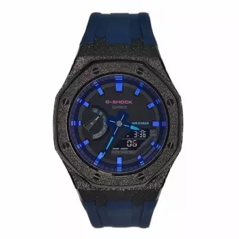 CASIO Мужские часы с двойным дисплеем, жидкокристаллическим/аналоговым циферблатом, 44 мм, черные