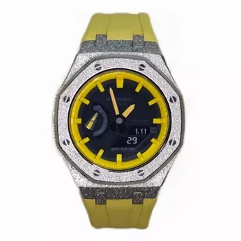 CASIO Мужские часы с двойным дисплеем, жидкокристаллическим/аналоговым циферблатом, 44 мм, черные
