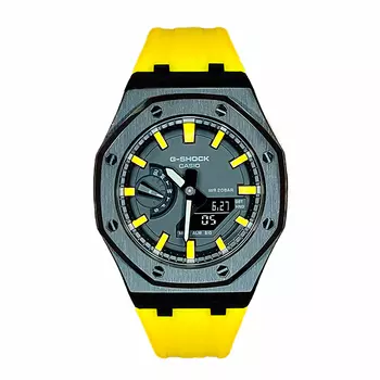 CASIO Мужские часы с двойным дисплеем, жидкокристаллическим/аналоговым циферблатом, 44 мм, черные