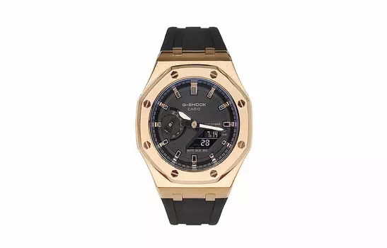 CASIO Мужские часы с двойным дисплеем, жидкокристаллическим/аналоговым циферблатом, 44 мм, черные
