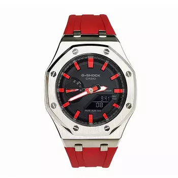 CASIO Мужские часы с двойным дисплеем, жидкокристаллическим/аналоговым циферблатом, 44 мм, черные