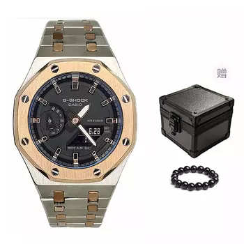 CASIO Мужские часы с двойным дисплеем, жидкокристаллическим/аналоговым циферблатом, 44 мм, черные