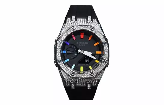 CASIO Мужские часы с двойным дисплеем, жидкокристаллическим/аналоговым циферблатом, 44 мм, черные