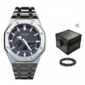 CASIO Мужские часы с двойным дисплеем, жидкокристаллическим/аналоговым циферблатом, 44 мм, черные