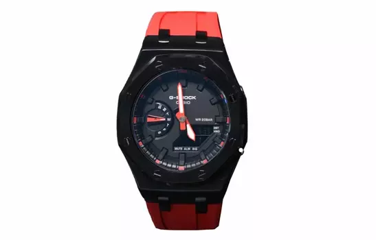CASIO Мужские часы с двойным дисплеем, жидкокристаллическим/аналоговым циферблатом, 44 мм, черные