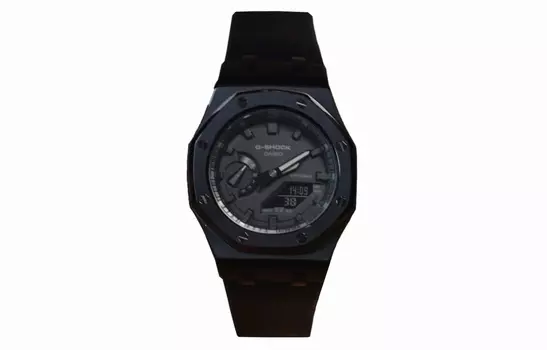 CASIO Мужские часы с двойным дисплеем, жидкокристаллическим/аналоговым циферблатом, 44 мм, черные