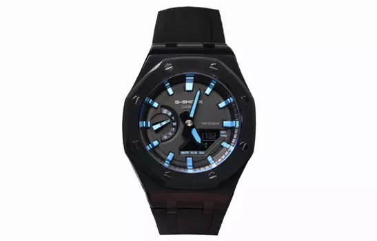 CASIO Мужские часы с двойным дисплеем, жидкокристаллическим/аналоговым циферблатом, 44 мм, черные