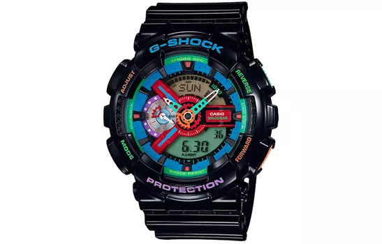 CASIO Мужские часы с двойным жидкокристаллическим/аналоговым дисплеем, черные, GA-110MC-1A