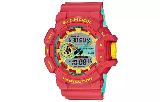 CASIO Мужские часы с двойным жидкокристаллическим/аналоговым дисплеем, красные, GA-400CM-4A
