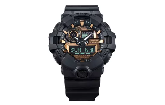 CASIO Мужские часы с двойным жидкокристаллическим/аналоговым дисплеем, черные, GA-700RC-1APR