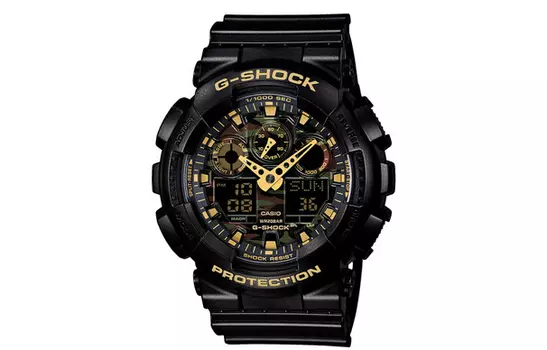 CASIO Мужские часы с двойным жидкокристаллическим/аналоговым дисплеем, черные, GA-100CF-1A9PR