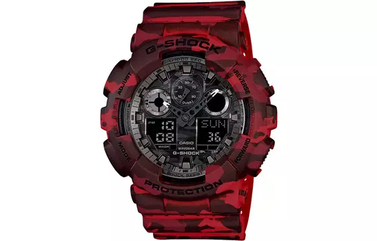 CASIO Мужские часы с двойным жидкокристаллическим/аналоговым дисплеем, черные, GA-100CM-4A