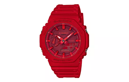 CASIO Мужские часы с двойным жидкокристаллическим/аналоговым дисплеем, красные, GA-2100-4APR